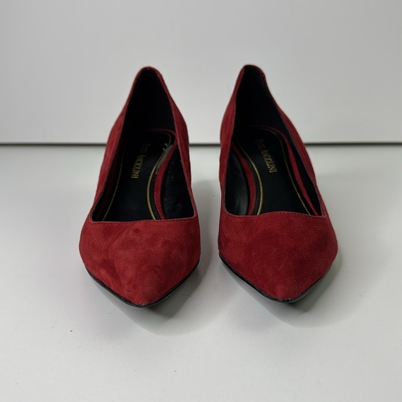 Enzo Angliolini Red Suede Kitten Heels - Picture 2 of 11